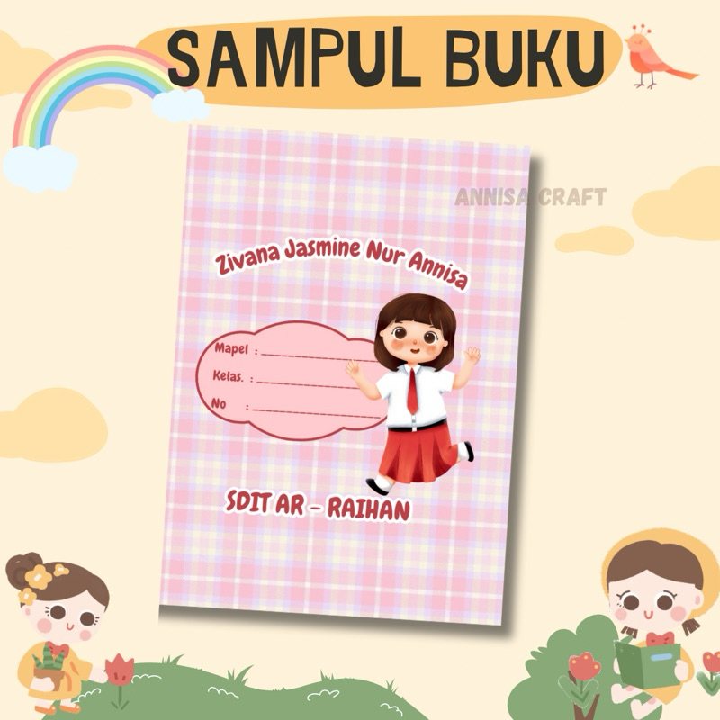 Jual Sampul Buku Custom Nama Isi 10 pcs, Cover buku, Sampul buku A5 B5 ...