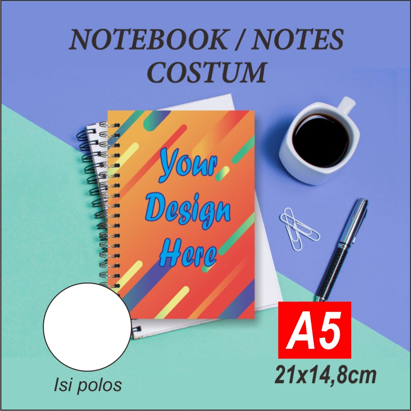 Jual Notes/Notebook Custom A5 Spiral isi 40 lbr polos/garis | Shopee ...