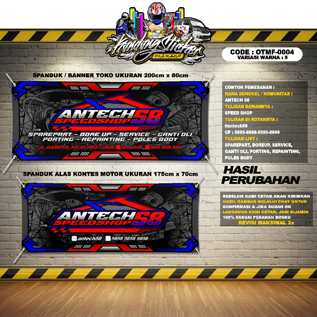 Jual BANNER KONTES SPANDUK BENGKEL MOTOR OTMF-0004-VW5 ALAS KONTES ...