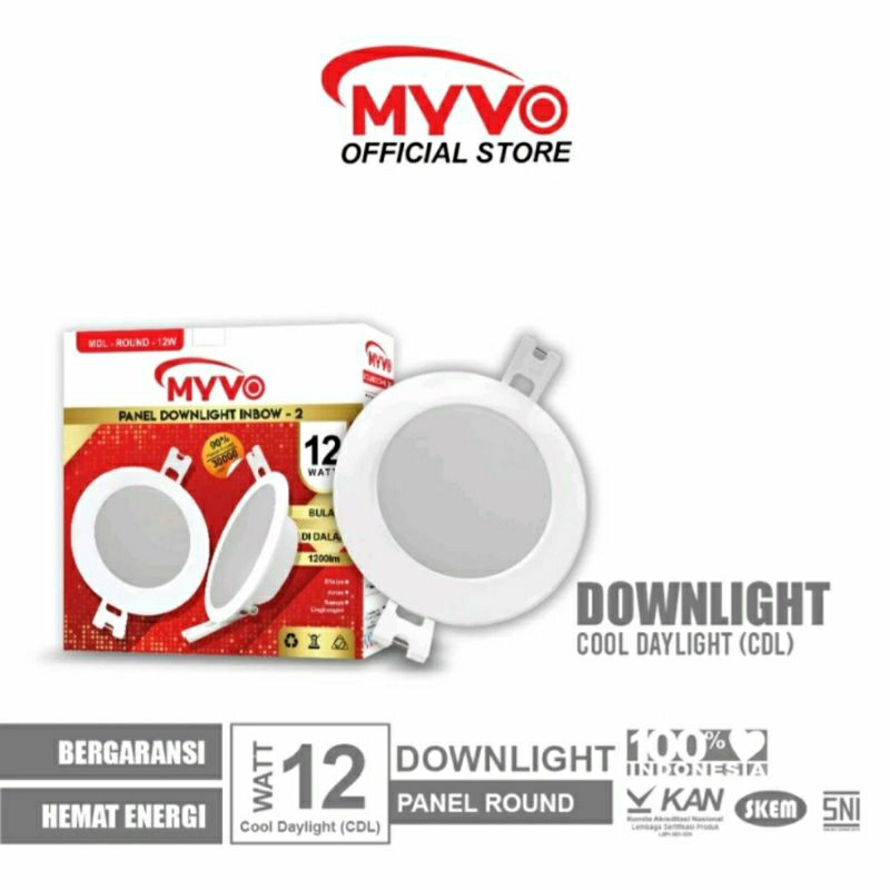 Jual Lampu Led Panel Ib Myvo Bulat 12 Watt Cahaya Putih | Shopee Indonesia
