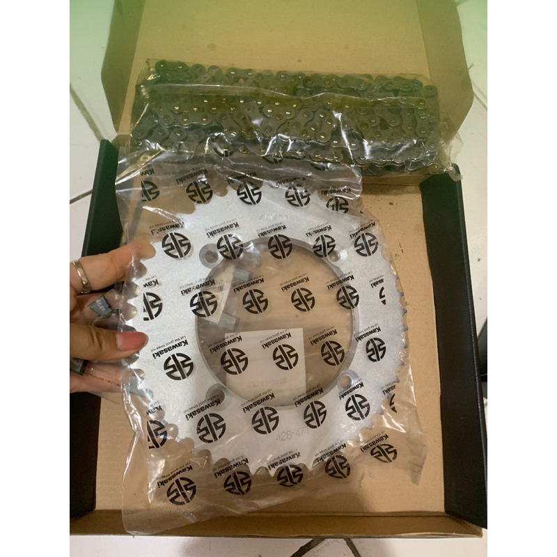 Jual GEAR GIR RANTAI SET KLX 150 BF 52T ORIGINAL ORI ASLI KAWASAKI KGP