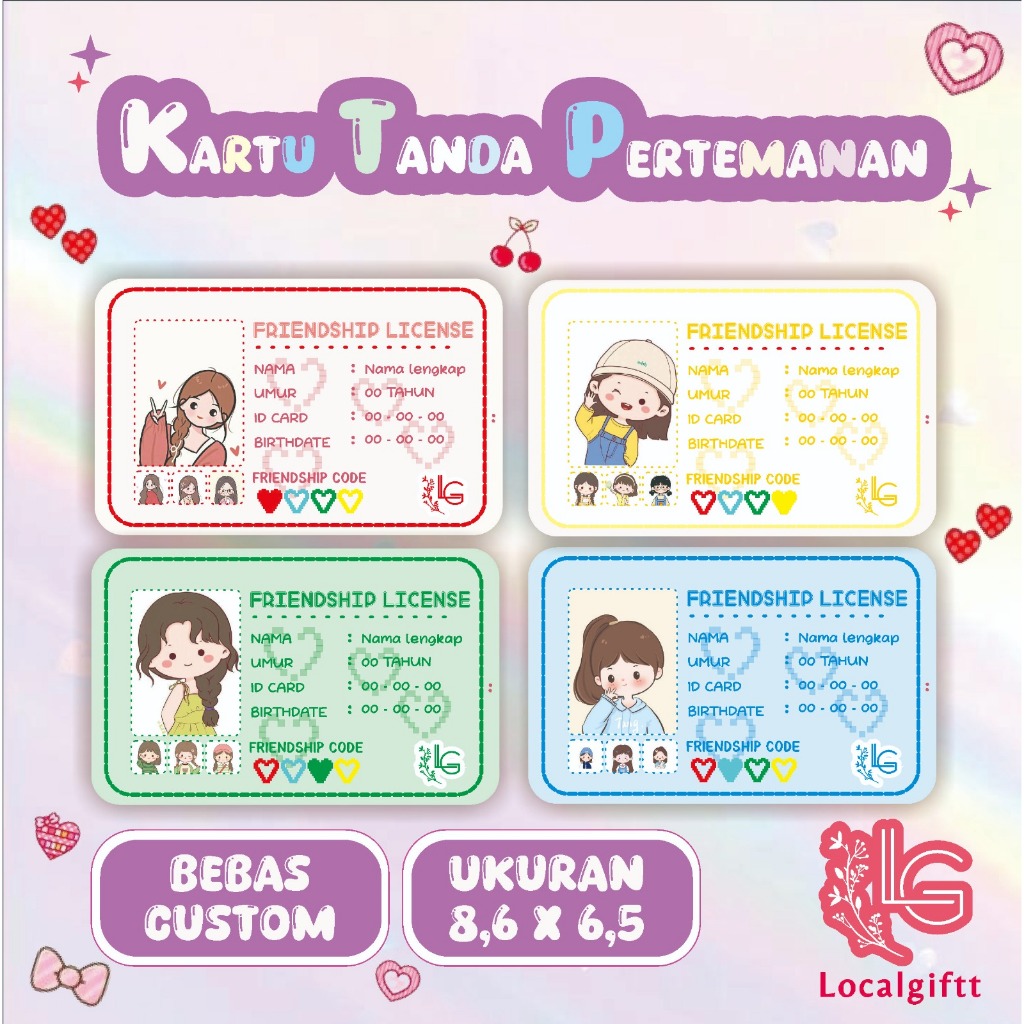 Jual Kartu Custom | Kartu Tanda Pertemanan | Card Custom | Kartu ...