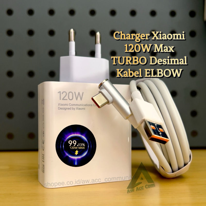Charger Xiaomi 120W Max TURBO Fast Charging Type C Kabel Gaming Elbow Mi 10  11 12 Ultra 11T Pro Poco F4 GT/ Black Shark 120 Watt