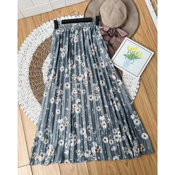 Rok Daily Plisket Rok Motif Bunga Daily