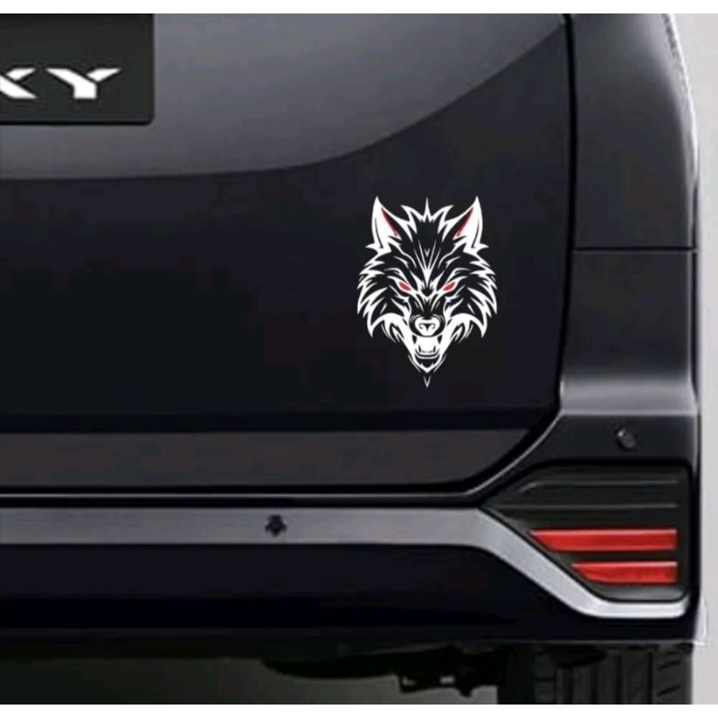 Jual stiker mobil cutting sticker kepala SERIGALA variasi pintu bagasi ...