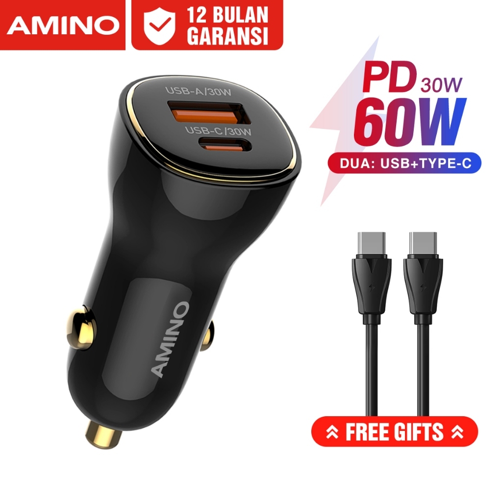 Jual AMINO Car Charger 60W 43W Type-C 30W 25W PD PPS AFC +USB