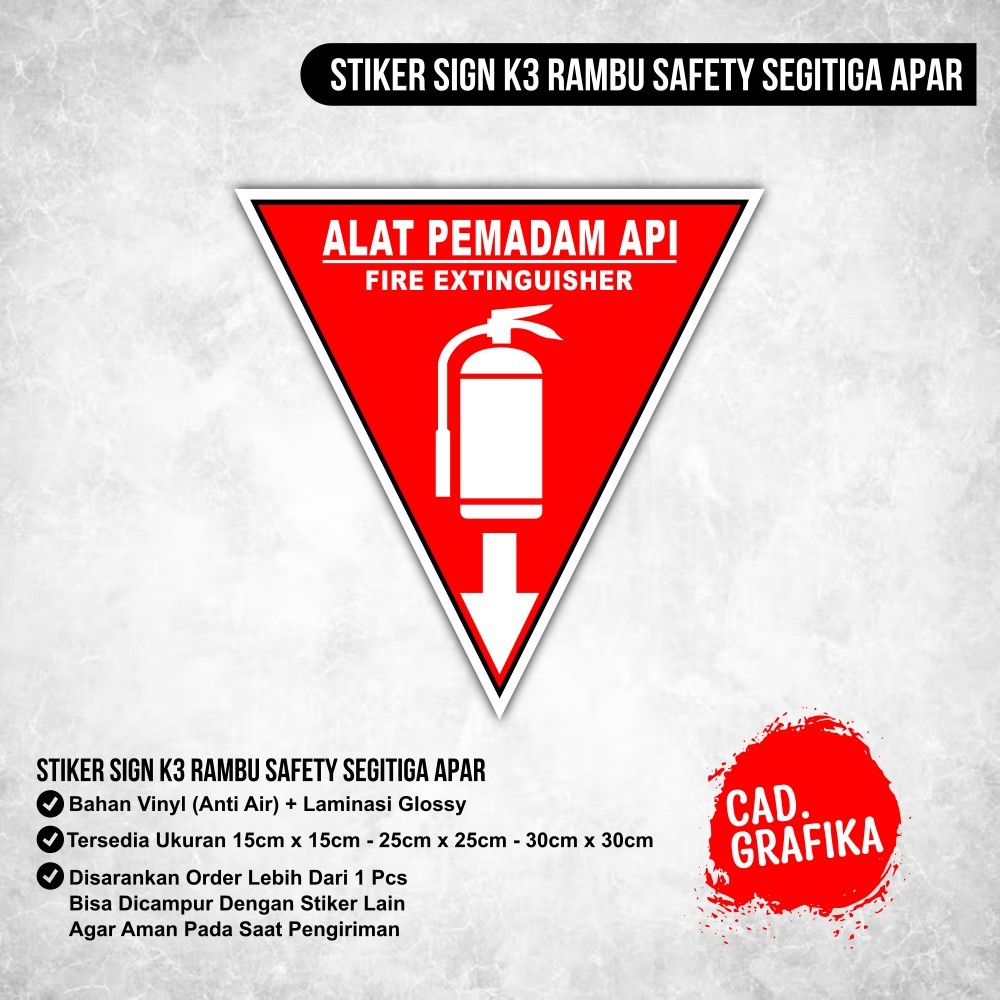 Jual Stiker Sign K3 Rambu Safety Segitiga APAR / Label Simbol Segitiga ...