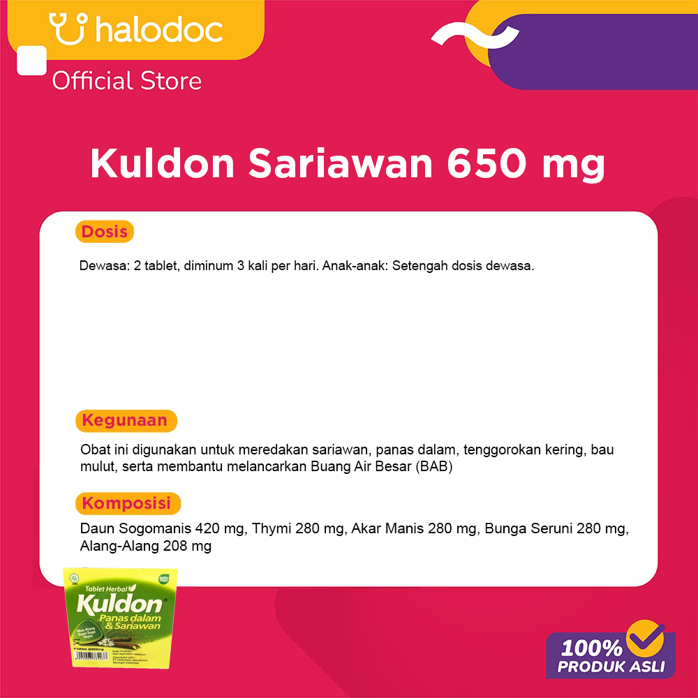 Jual Kuldon Sariawan 650 Mg 4 Tablet | Shopee Indonesia