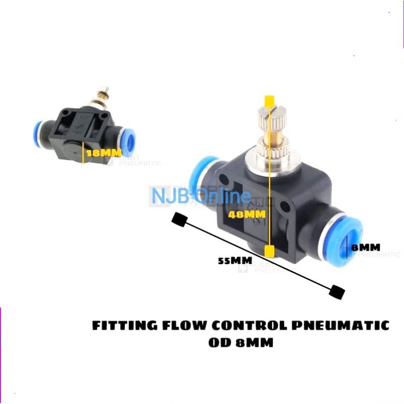Jual Fitting Pneumatic Flow Speed Control 8mm x 8mm Selang | Shopee ...