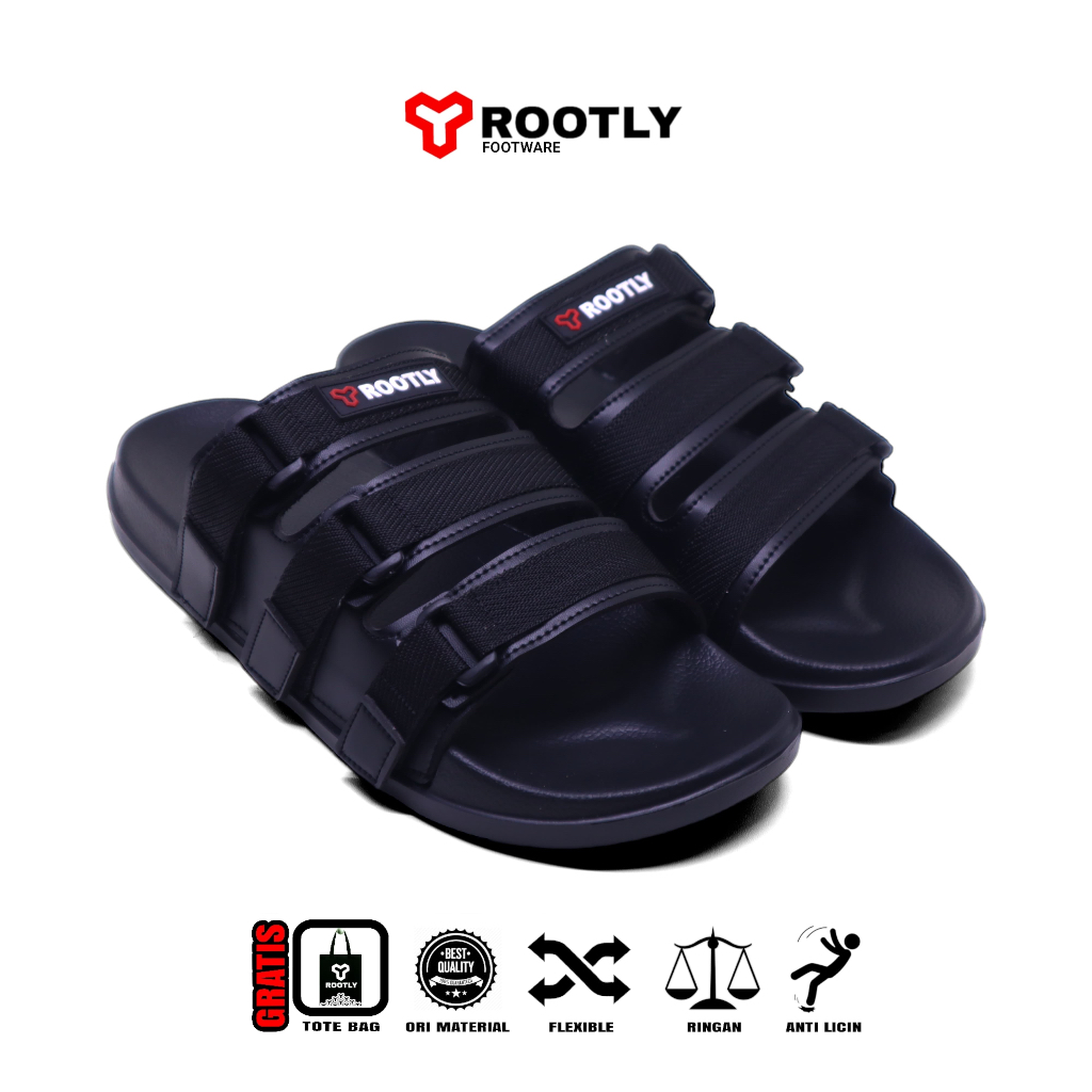 Jual Rootly - Sandal Slipper Pria Conifer Velcro Hitam | Shopee Indonesia