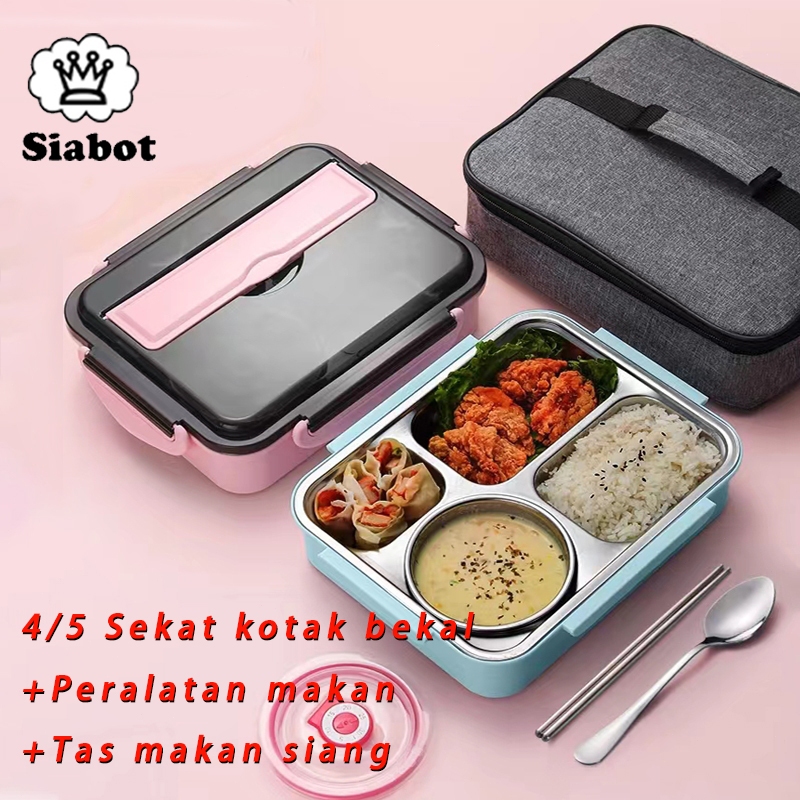 Jual Kotak Makan 4/5 Sekat Stainless Steel 304 Lunch Box Tahan Panas