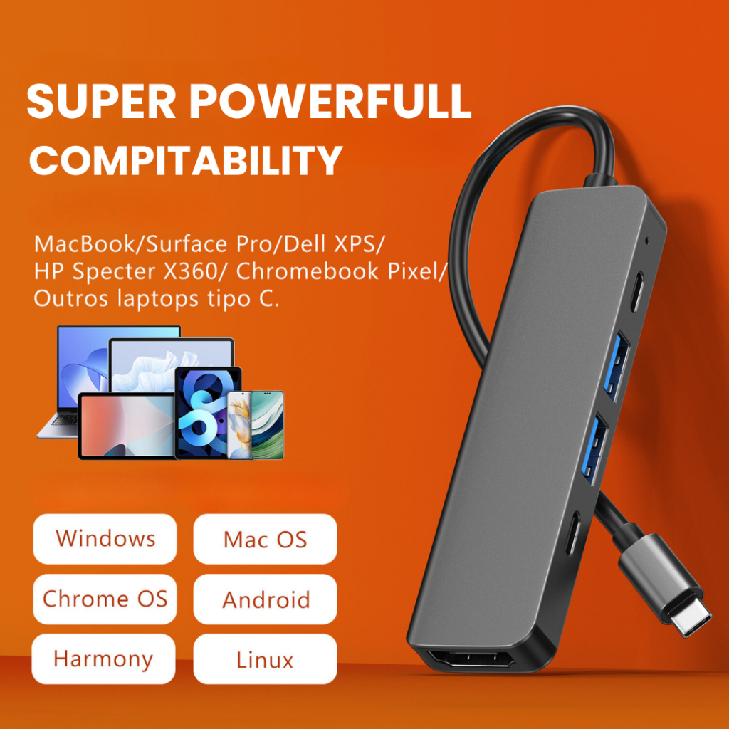 Jual WELLUP Kabel Converter 5 IN 1 USB HUB Type C Multifunction Adapter ...