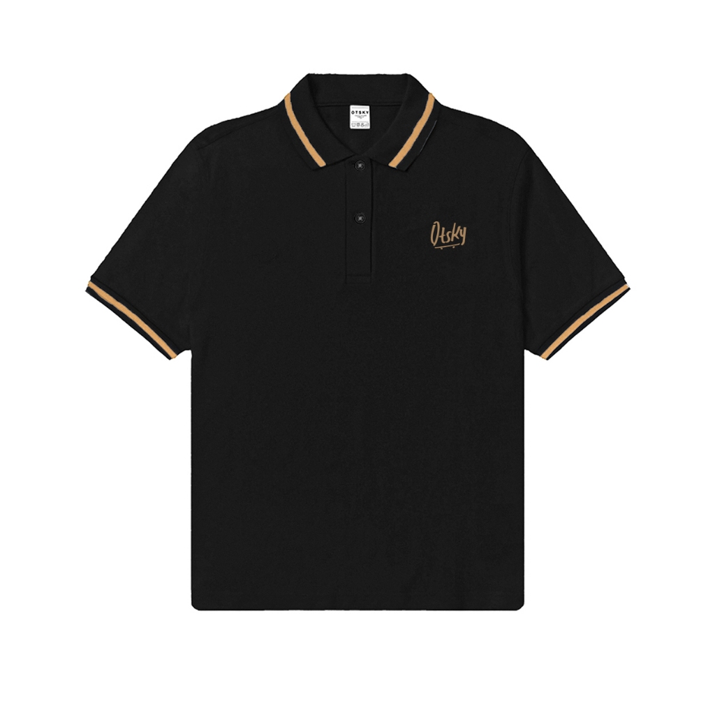 Jual Otsky Polo Shirt Pria Black List Gold Premium (2L4) | Shopee Indonesia