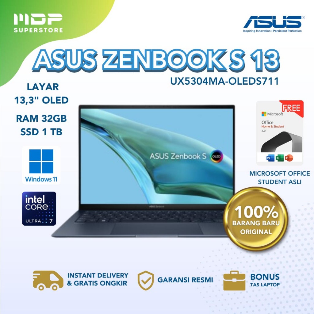 Jual Laptop Asus Zenbook S 13 Oled Ux5304ma Oleds711 Intel Core Ultra