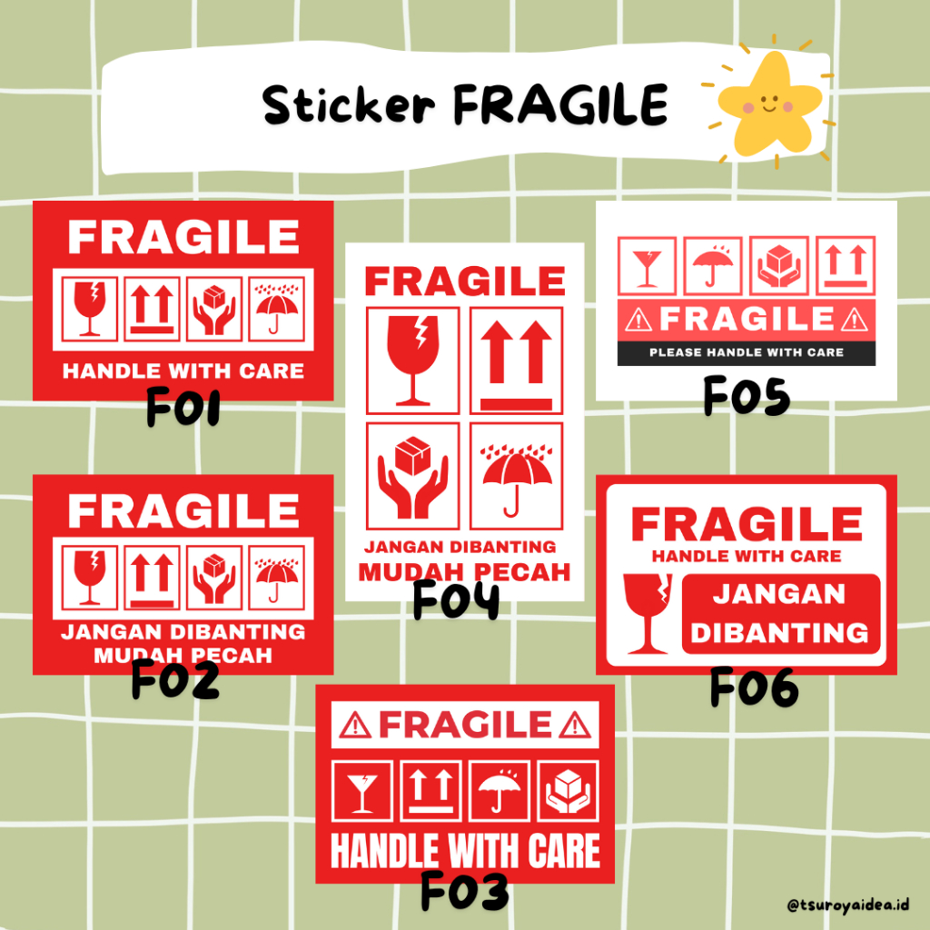 Jual Sticker Fragile Murah | Label Awas Pecah Belah | Sticker Jangan ...
