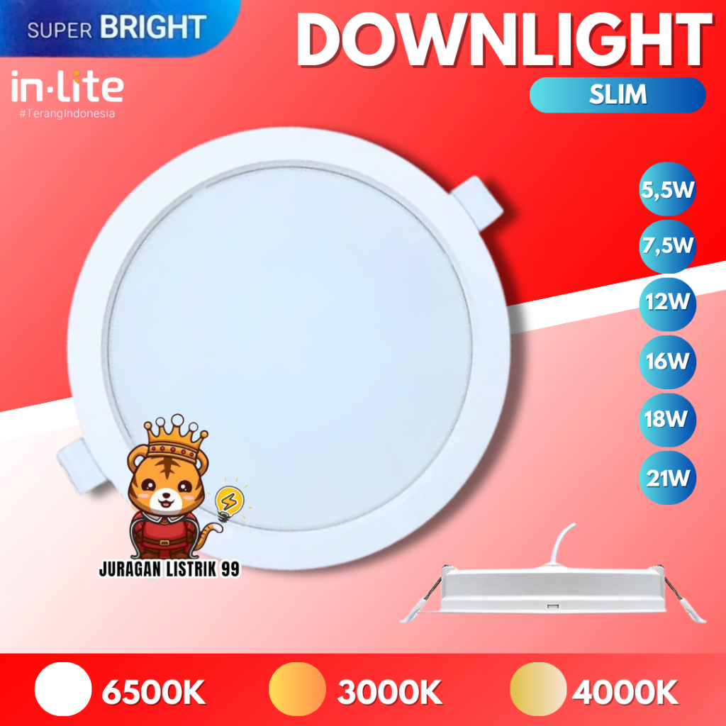 Jual Inlite Mini Downlight Lampu Panel Slim Bulat 5 5w 7 5w 12w 16w 18w