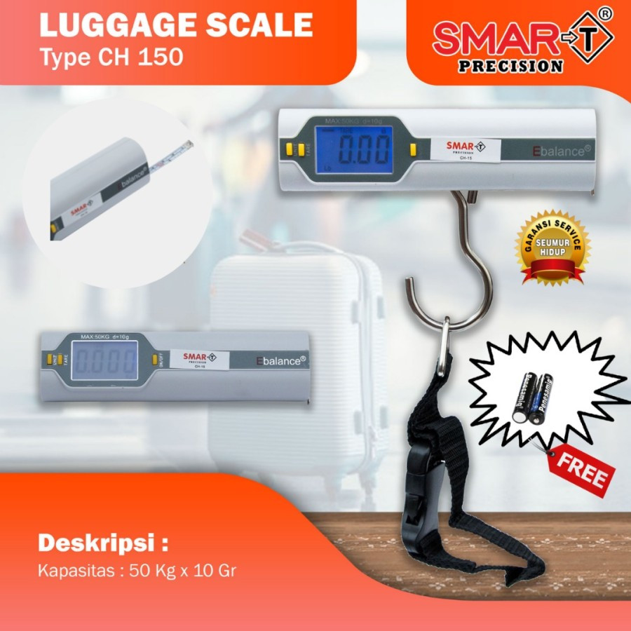 Jual Smart Timbangan Gantung - Timbangan Koper - Luggage Scale CH 150 ...