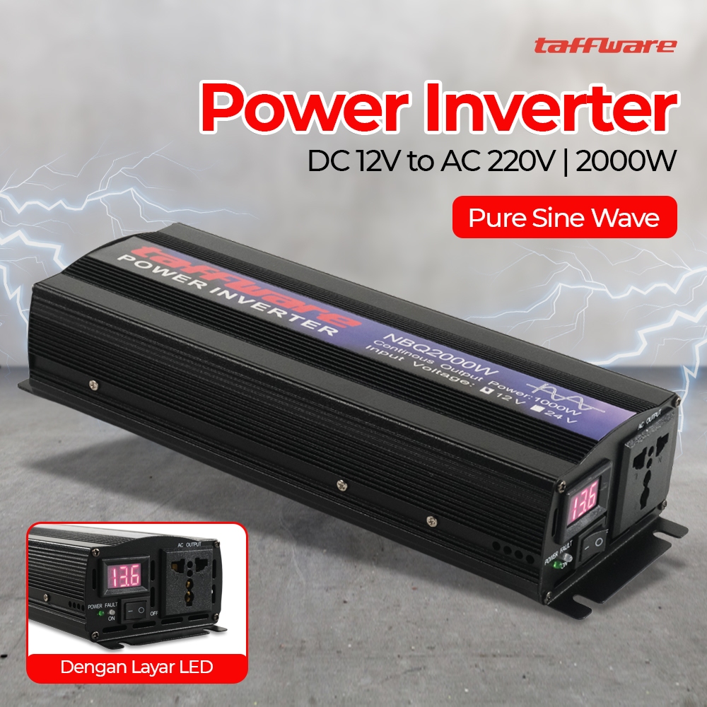 Jual Taffware Power Inverter Mobil Pure Sine Wave DC 12V 24V 48V 60V to ...