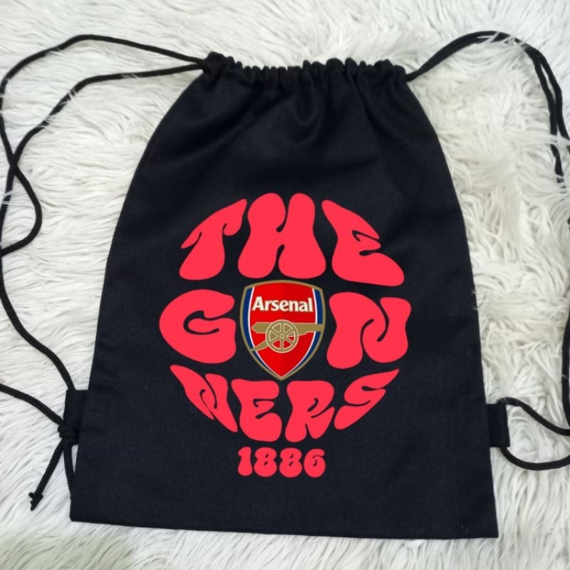 Jual Tas Serut Logo Bola Arsenal 100% Baby Kanvas Tebal Tas