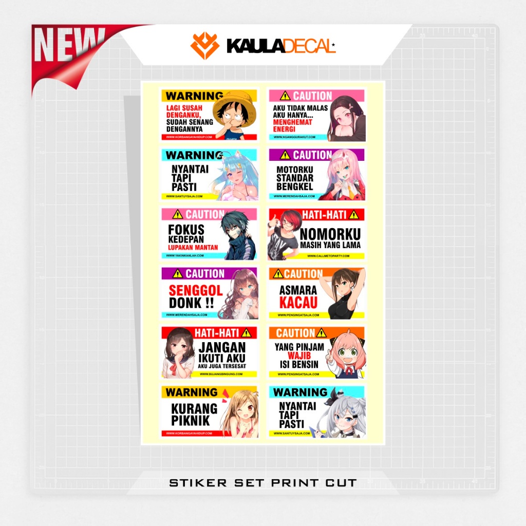 Jual STICKER PACK VINYL / MOTIF WARNING / STIKER SET / HP LAPTOP / HELM ...