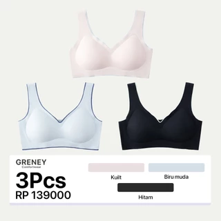 GRENEY-Gbras- Paket bra (3PCS) Bra Rompi Warna Kombinasi Pakaian Dalam Push Up Bra Wanita Sport Tanpa Kawat Busa 89661 88880025