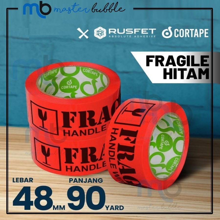 Jual Lakban Cortape Fragile Merah Hitam 2inch 48mm x 72yard Harga Per ...