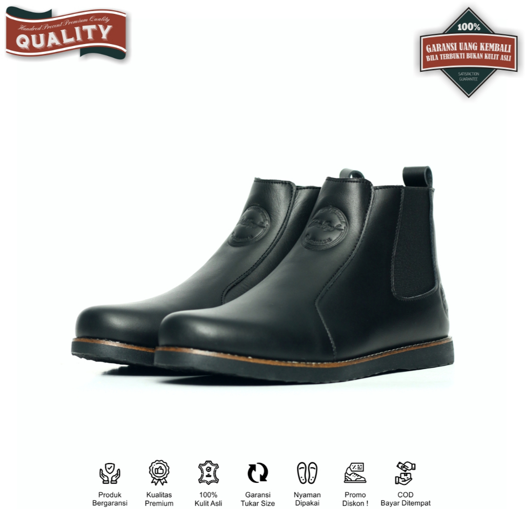 Jual Bradleys Elagos Black - Sepatu Chelsea Boot Slip On Pria Bahan ...