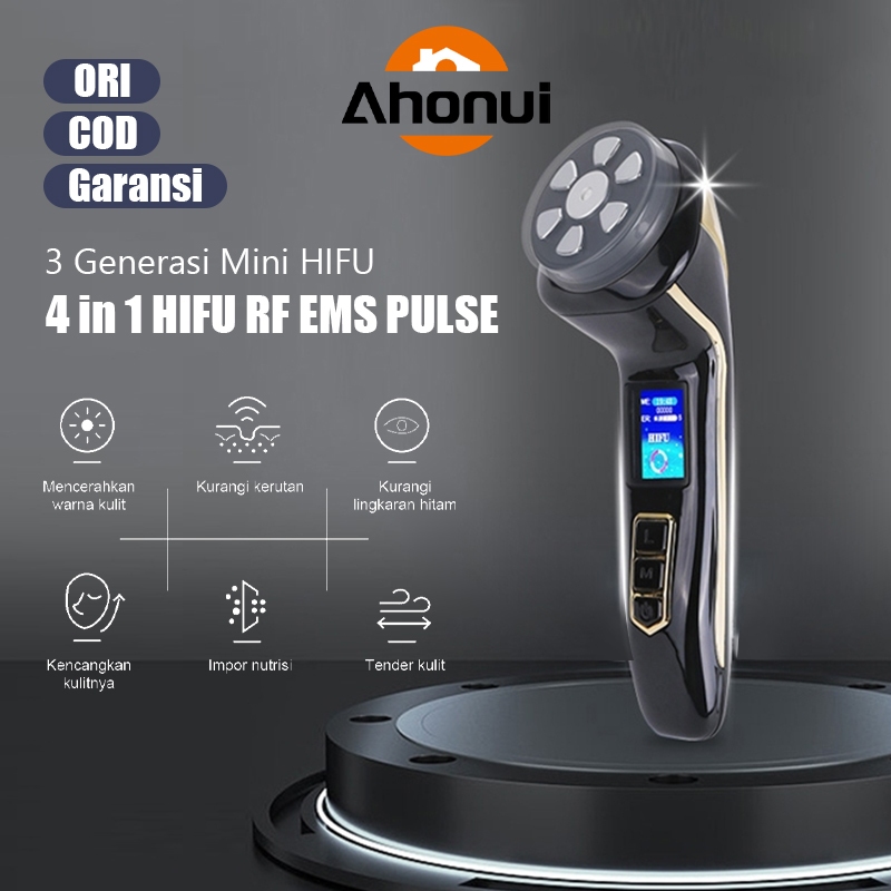 Jual Ahonui Garansi 4 In 1Newest Mini HIFU 3 Generasi Mini HIFU RF EMS PULSE 4 In 1 Alat