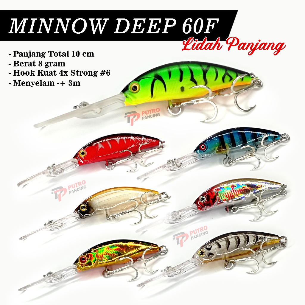 Jual Lure Minnow Deep 60F Floating lidah panjang menyelam | Shopee ...