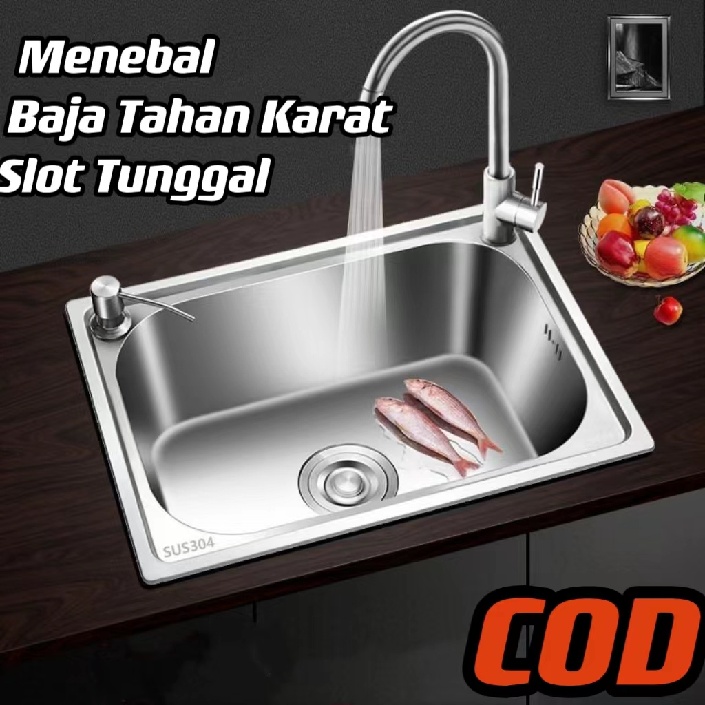 SUS 304 Bak Cuci Piring  Paket Sink Wastafel 50*40 Westafel cuci piring stainless Komplit Set