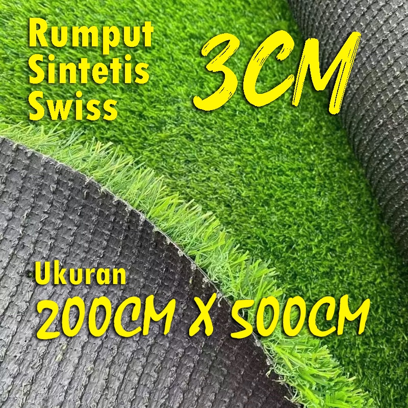 Jual Rumput Sintetis Swiss 3Cm Ukuran 200Cm x 500Cm | Shopee Indonesia
