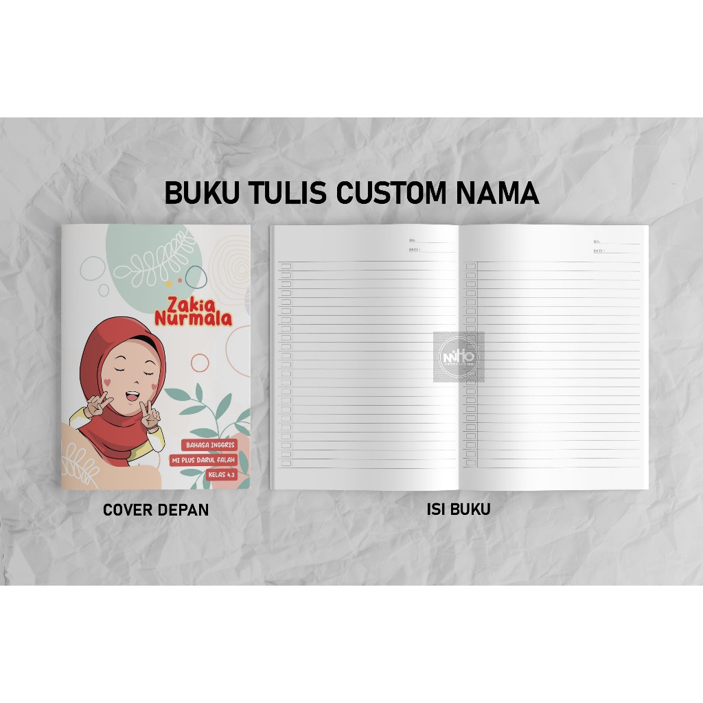 Jual Buku Tulis Sekolah Custom Muslimah Ukuran A Bergaris Isi