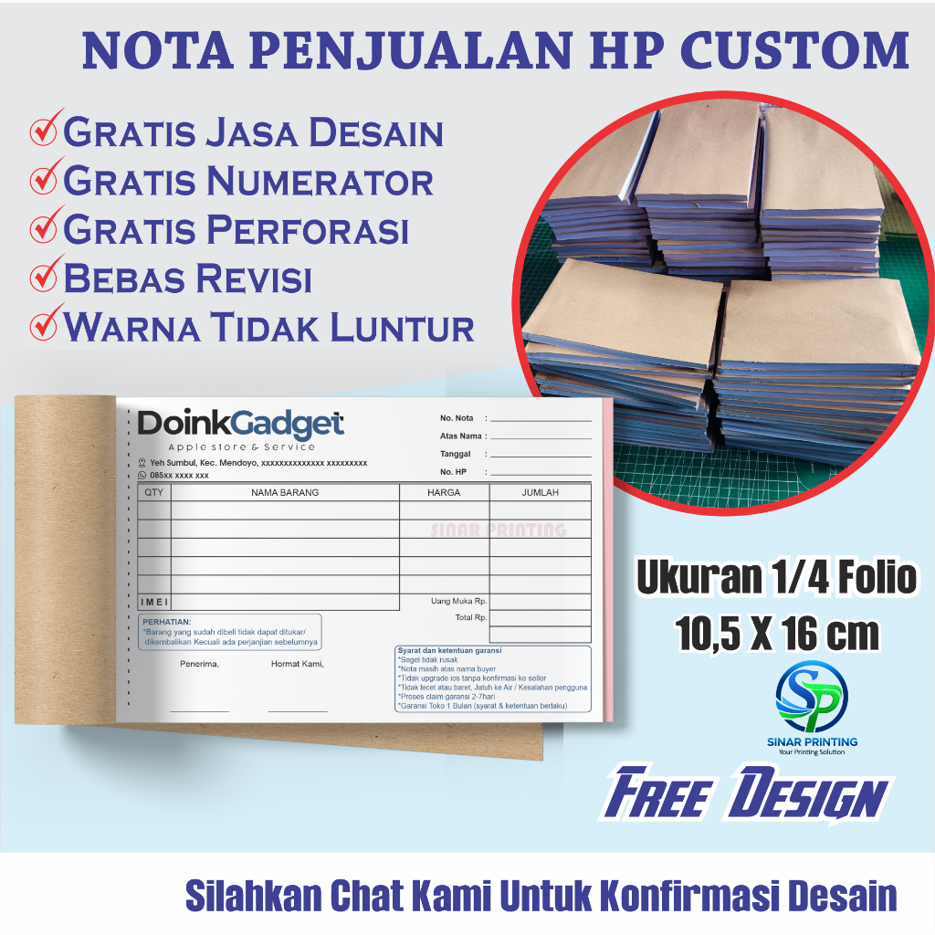 Jual Nota Penjualan HP Custom Free Design | Nota Custom Satuan | Shopee ...