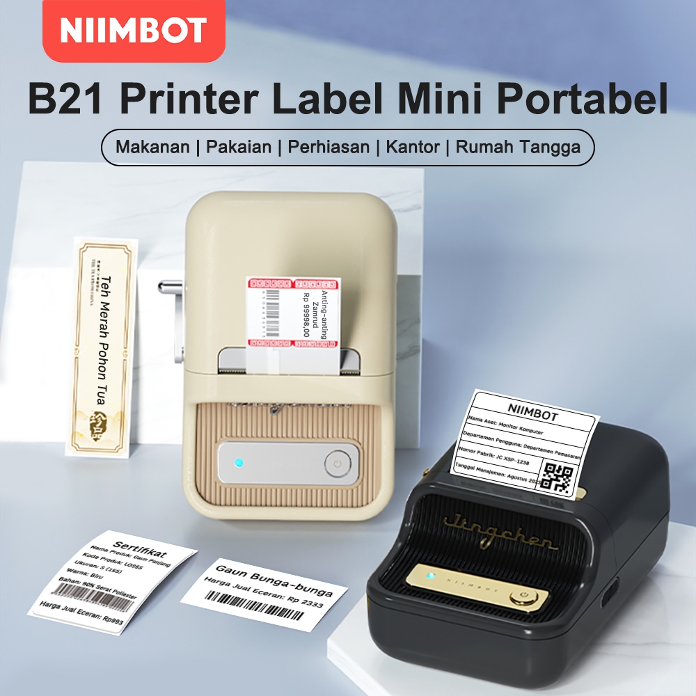 Jual NIIMBOT B21 B1 Pencetak Label Termal, Printer Label Portabel ...