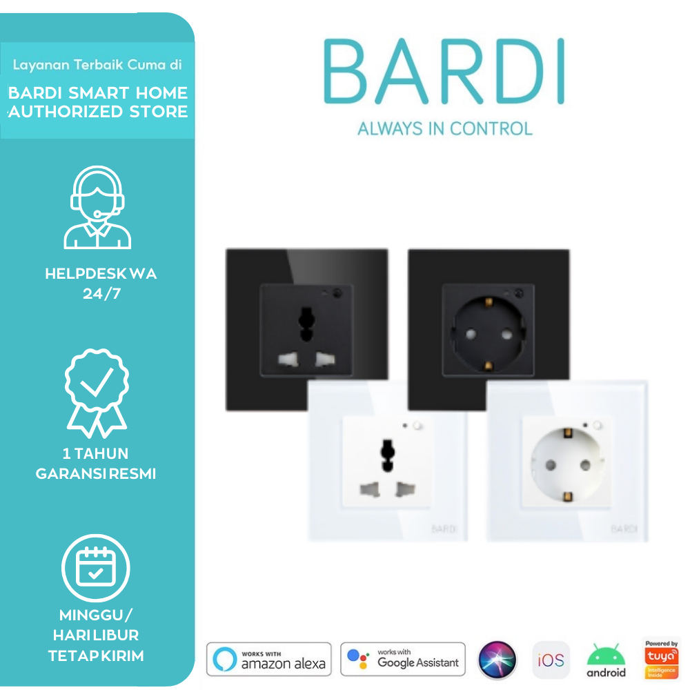 Jual Bardi Wall Socket Uni Eu Smart White Putih Black Hitam