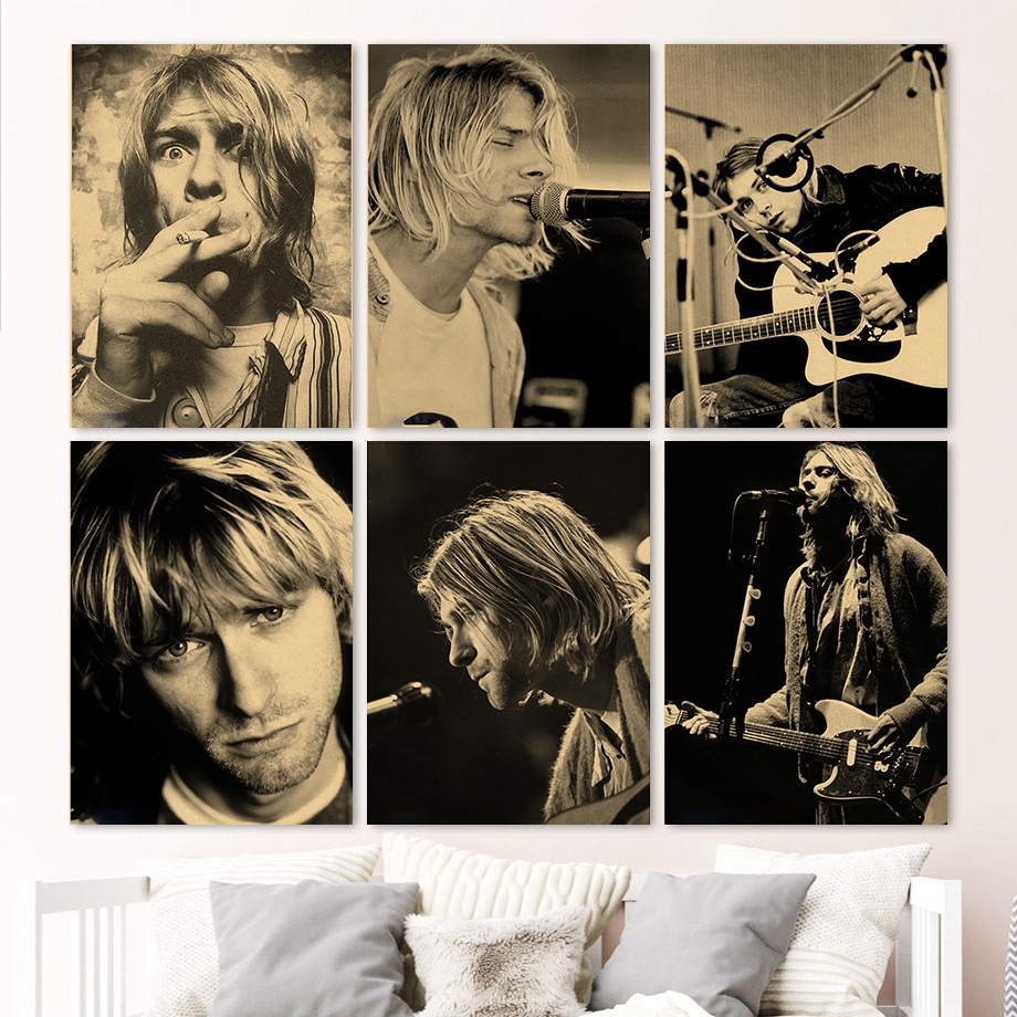 Jual Poster Kurt Cobain Hiasan Dinding Penyanyi Retro Vintage Wall ...