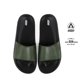Aerostreet 39-44 Xenon Hitam Army - Sandal Sendal Selop Slip On Casual Pria Wanita Aero Street 22AAA0