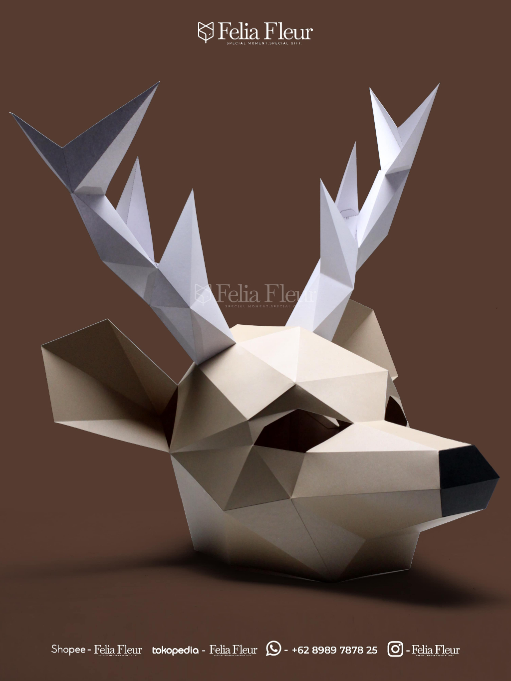 Jual Japanese Papercraft Topeng Rusa Deer Mask Premium 3D Acara Ulang ...