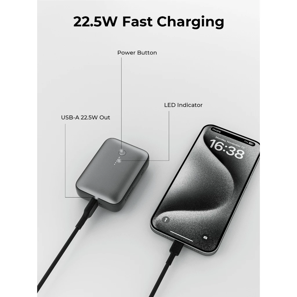 AUKEY Mini Powerbank 10000 mAh 22.5 W Fast Charging Type C & USB A PB-Y55