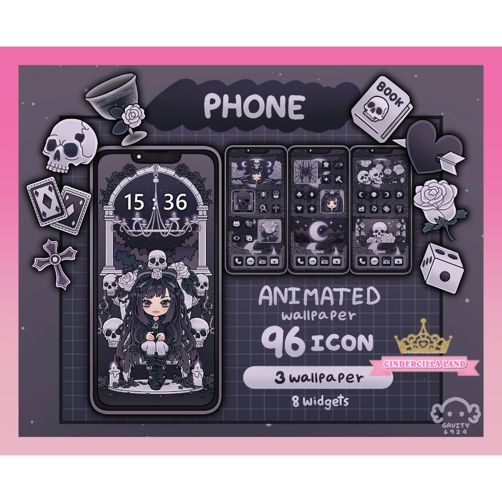 Jual CINDERCILLA LAND IPHONE THEME / Gothic Woman App Icon Set | iOS ...