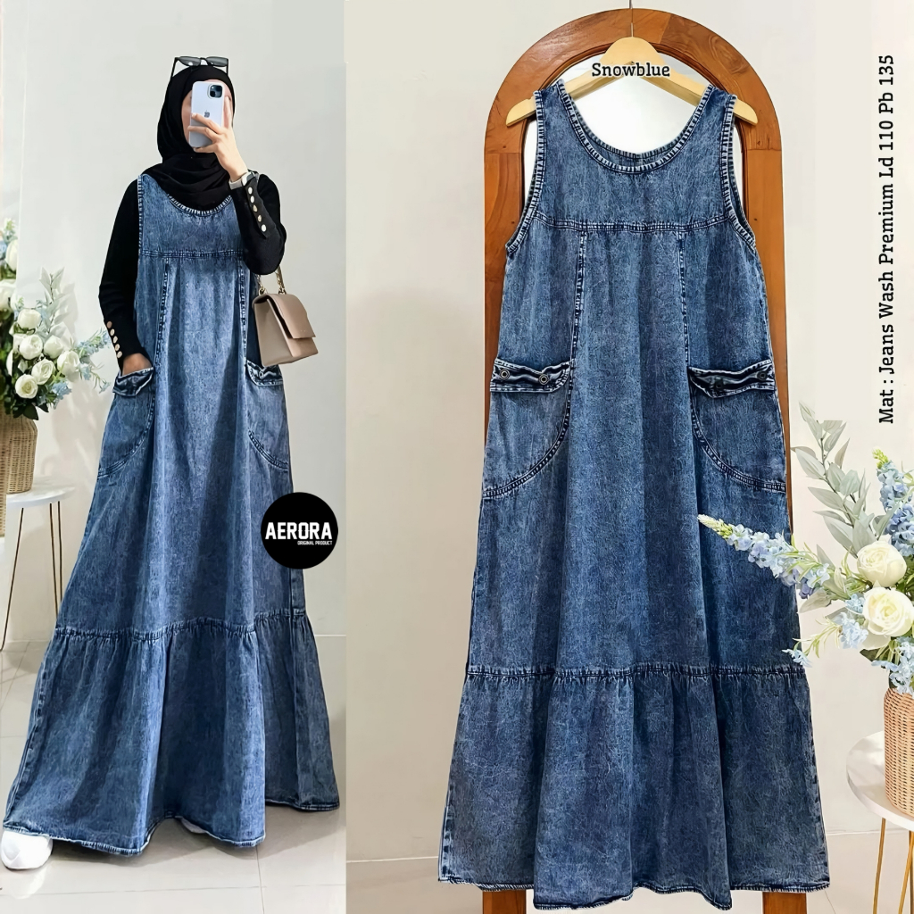 Jual Aerora Baju Kodok Olla Overall Overal Dress Rok Panjang Jeans ...