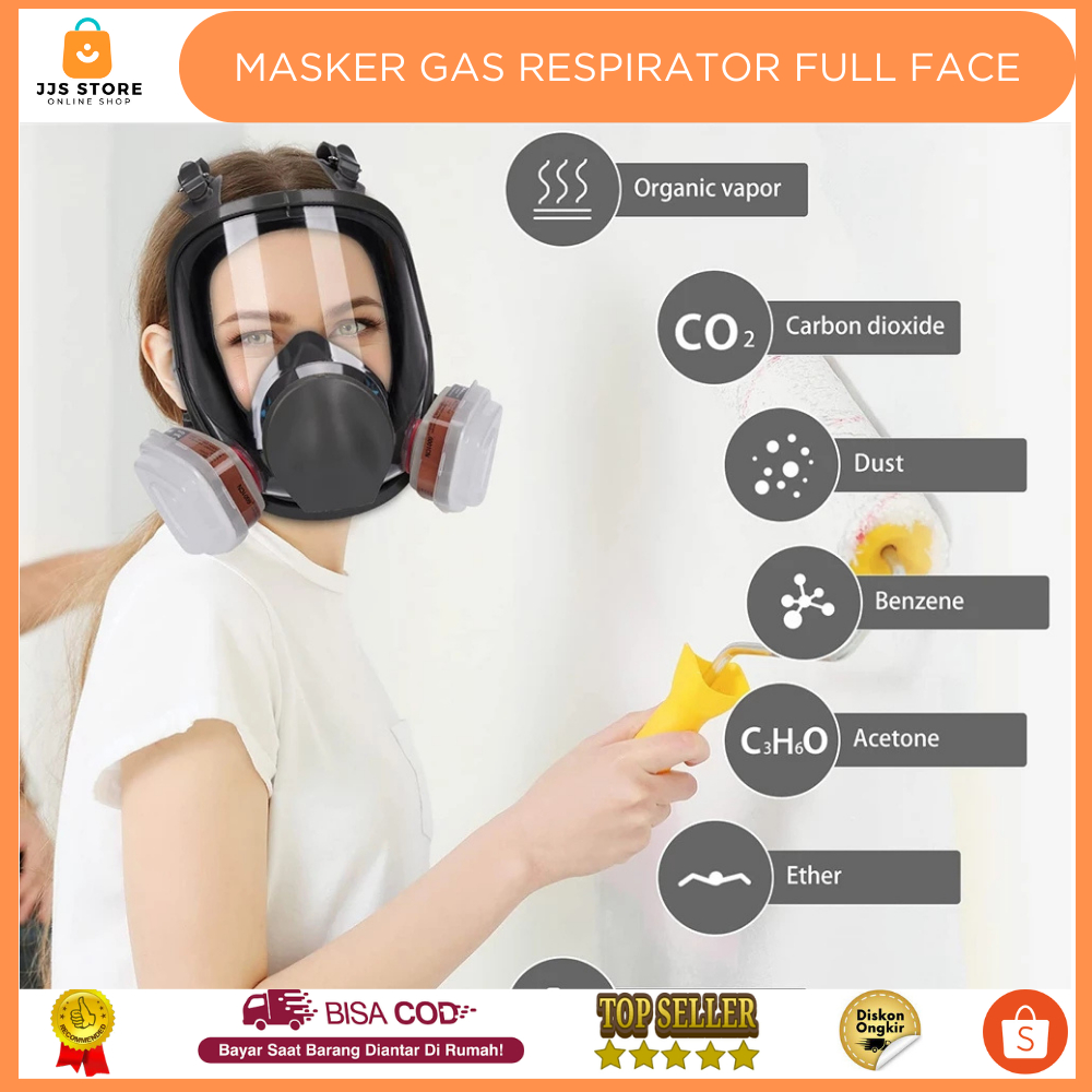 Jual Masker Gas Respirator Full Face with Activated Carbon Filter ...