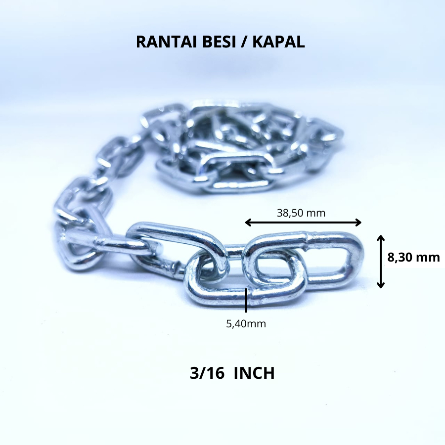 Jual Rantai Besi Galvanis 3/16 Inch | Rantai Kapal /Motor/Mobil/ Rantai ...