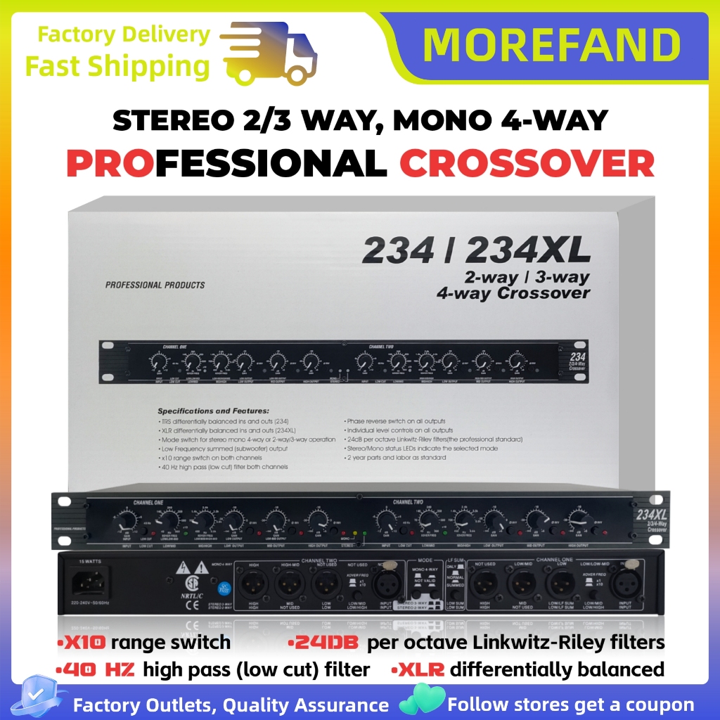 234Xl Crossover Professional Stereo 2/3 Way Mono 4 Way Crossover For