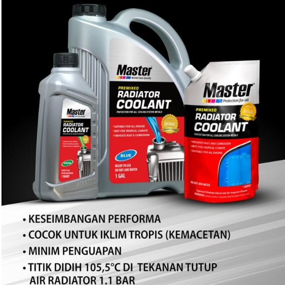Jual Master Radiator Coolant Premixed Blue 1 Gal Air Radiator Mobil ...