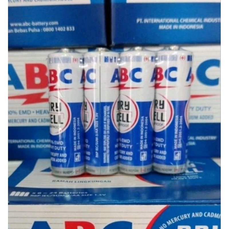 Jual Baterai ABC AA R6 Biru Original isi 4 Pcs | Shopee Indonesia