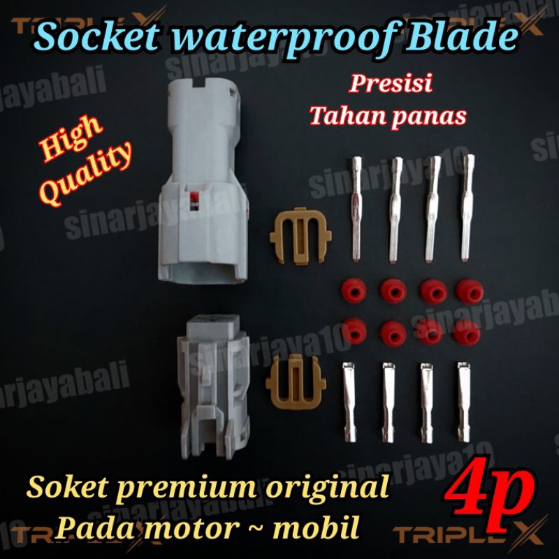Jual soket 4pin waterproof mobil socket kabel motor 4 pin konektor ...