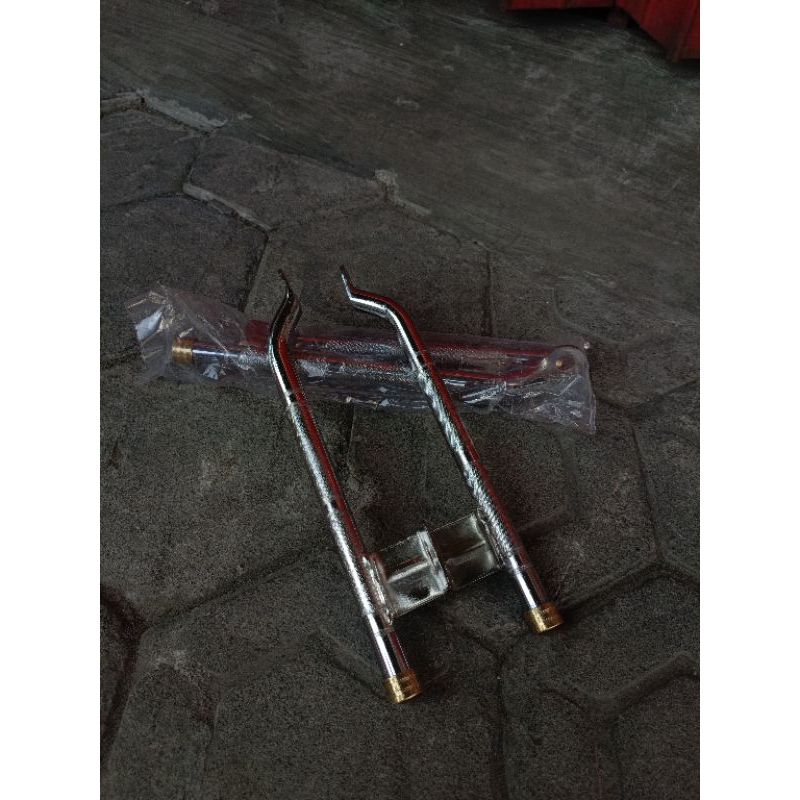 Jual BEGEL CB BAHAN BESI MODEL RANGKA PANJANG KARTEL KUNINGAN CHROME ...