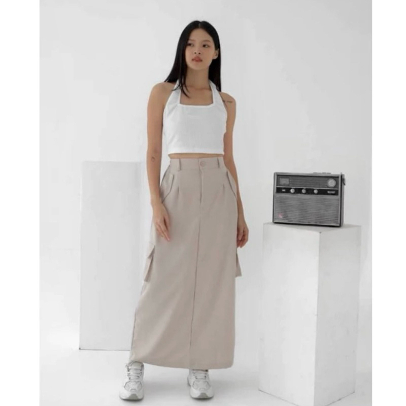 Jual LANYLOOU- Haley Cargo Skirt - rok cargo panjang wanita - rok cargo ...