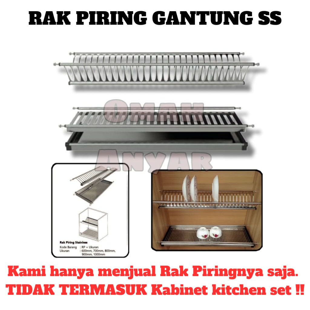 Jual Rak Piring Gantung Tatakan Lemari Kitchen Set Stainless Steel